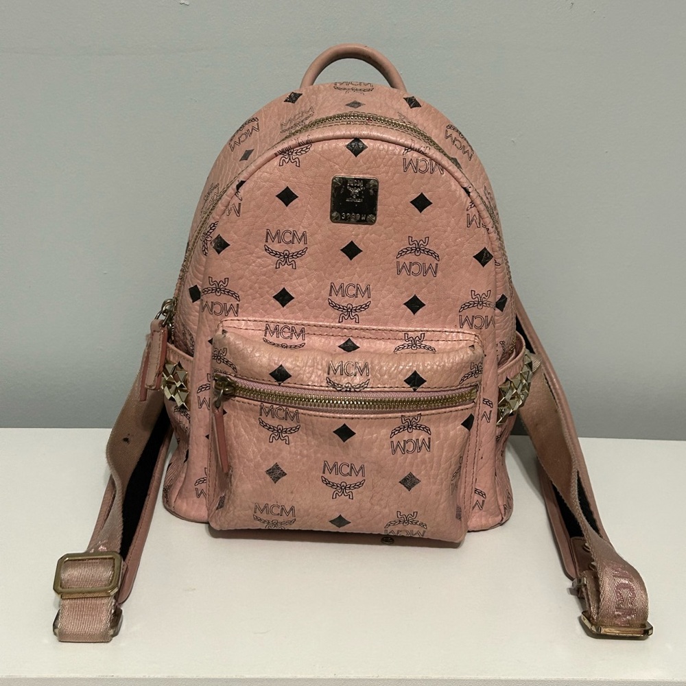 MCM Blush Pink Logo Backpack